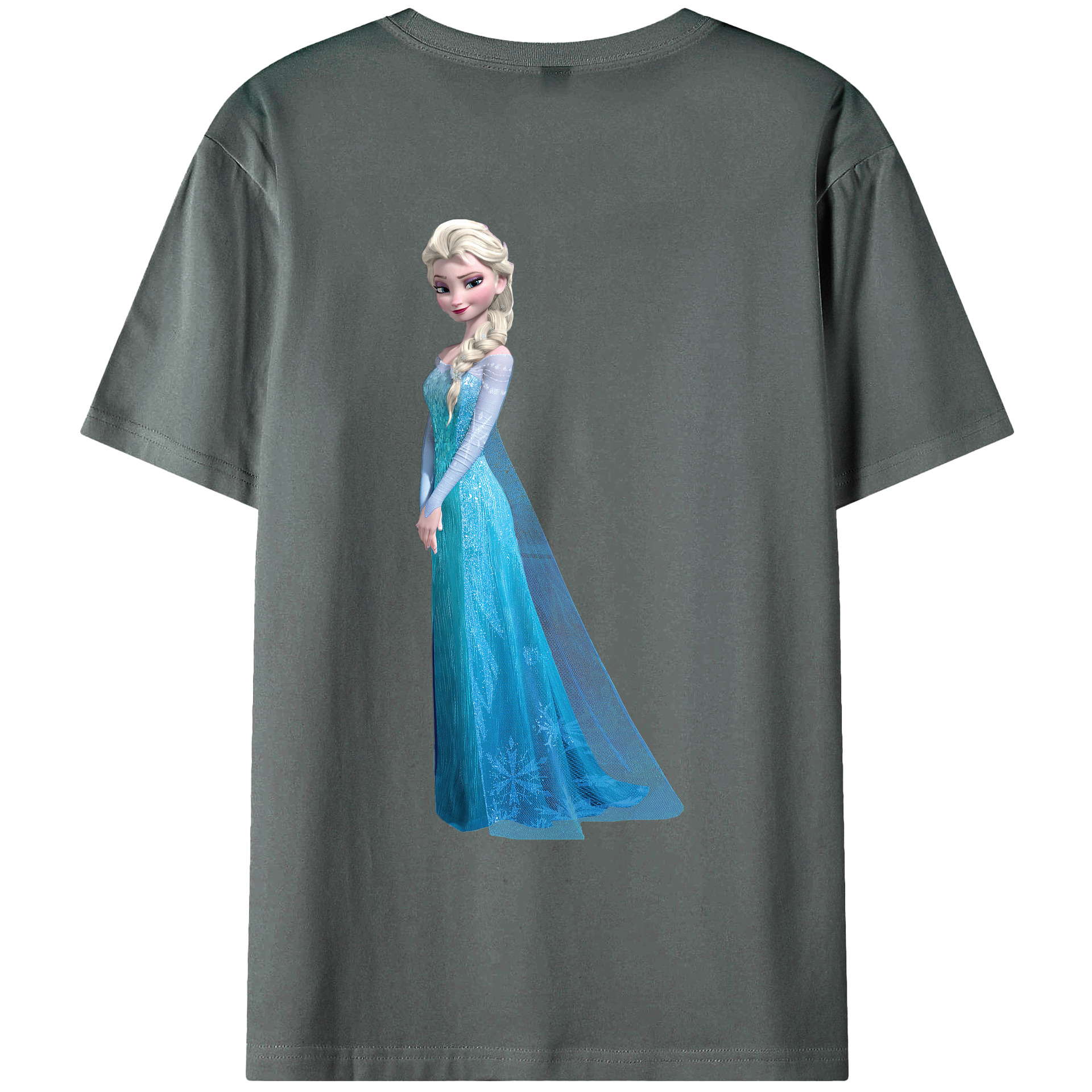 （画像用） アナと雪の女王 アンナ エルサ Frozen Anna Elsa 綿100％ メンズ半袖Tシャツ（バックプリント） 通気性